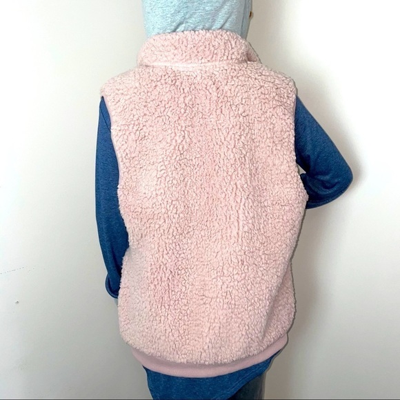 Time and Tru Pink Teddy Bear Sherpa Vest Size Large - Picture 6 of 13